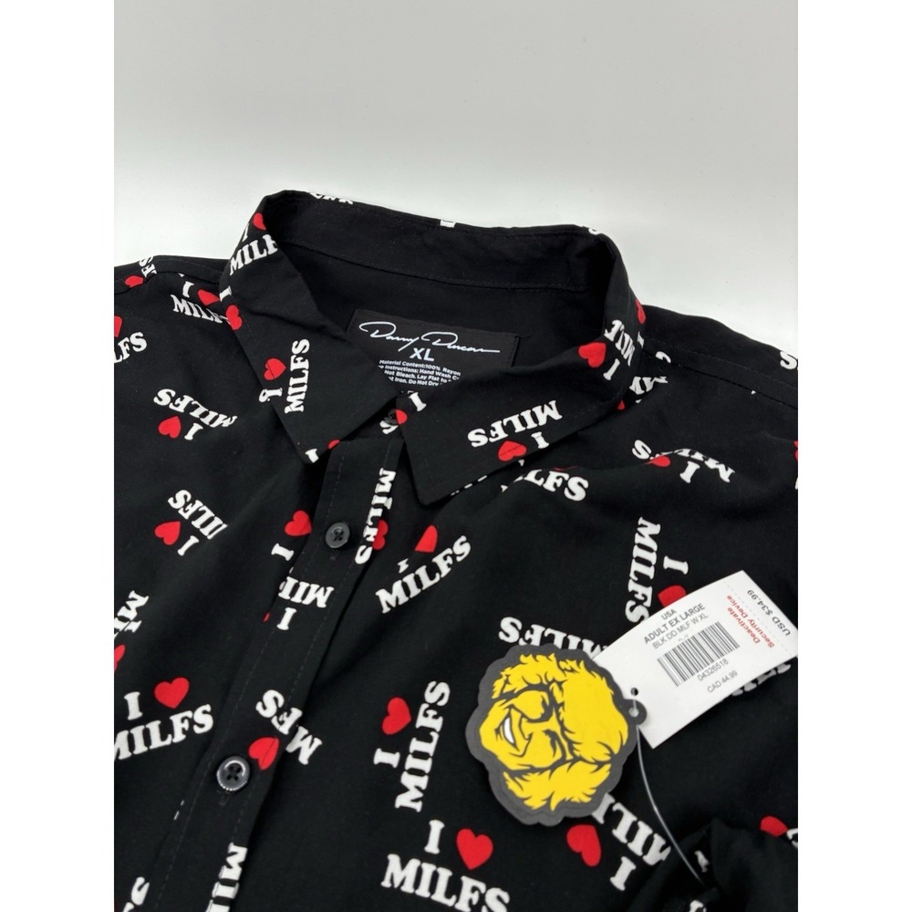 NWT Danny Duncan "I Love Milfs" AOP All Over Print Short Sleeve Shirt Men's XL